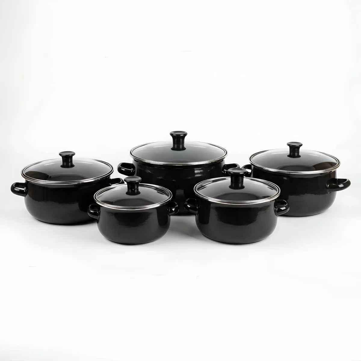 Set De 5 Ollas De Peltre Color Negro