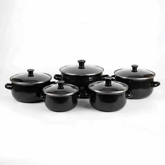 Set De 5 Ollas De Peltre Color Negro