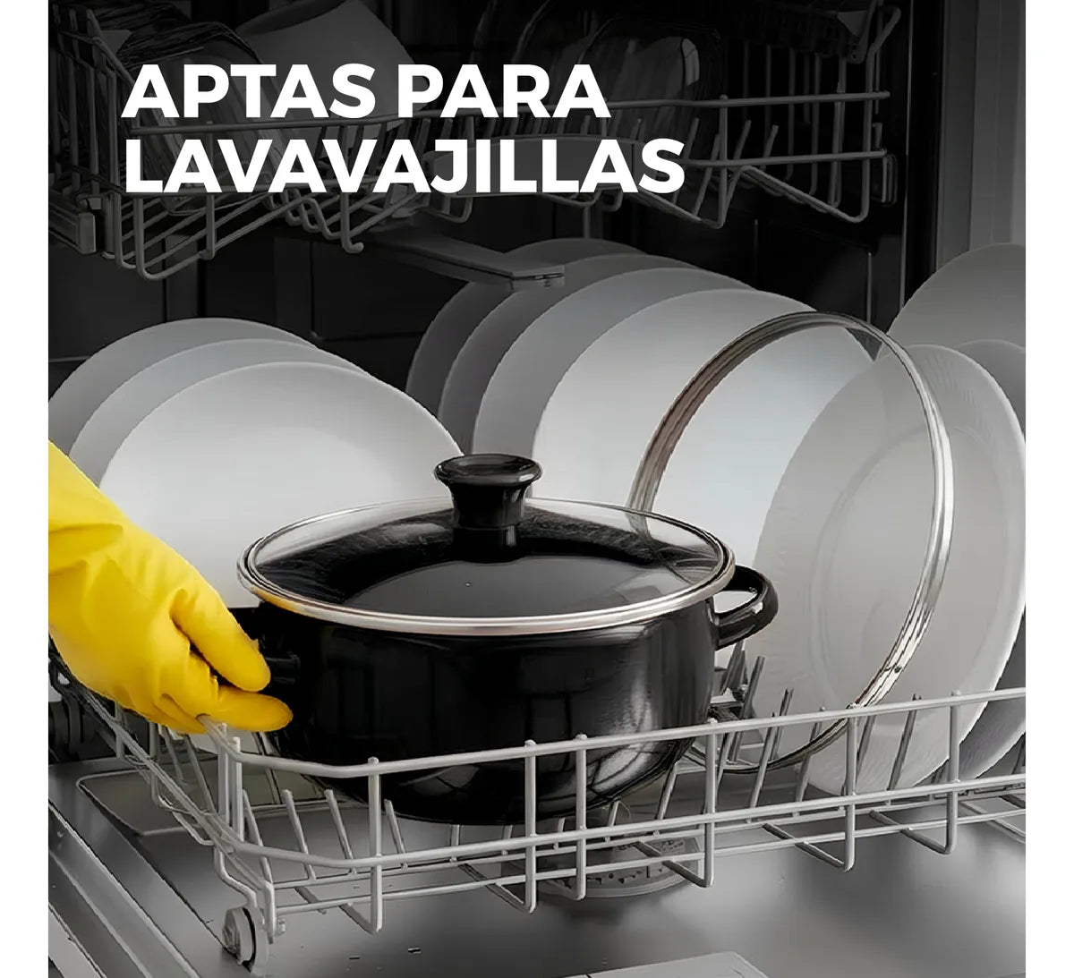 Set De 5 Ollas De Peltre Color Negro