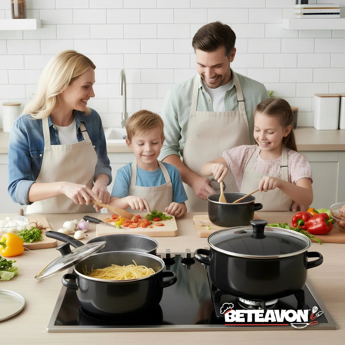 Set De 5 Ollas De Peltre Color Negro