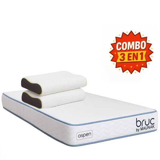 Combo Colchon Bruc Individual Con Almohada Cervical Fresh Gel Blanca 2 Piezas