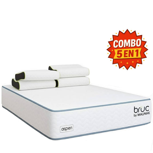 Combo Colchon Bruc King Size Con Almohada Cervical Fresh Gel Blanca 4 Piezas