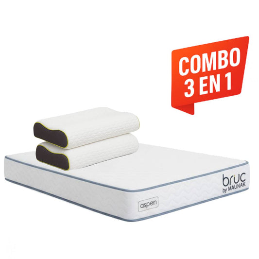 Combo Colchon Bruc Matrimonial Con Almohada Cervical Fresh Gel Blanca 2 Piezas