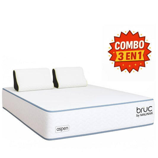 Combo Colchon Bruc Queen Size Con Almohada Cervical Fresh Gel Blanca 2 Piezas