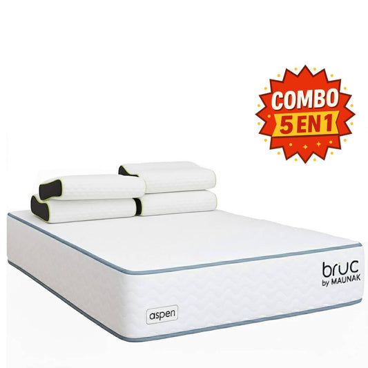 Combo Colchon Bruc Queen Size Con Almohada Cervical Fresh Gel Blanca 4 Piezas