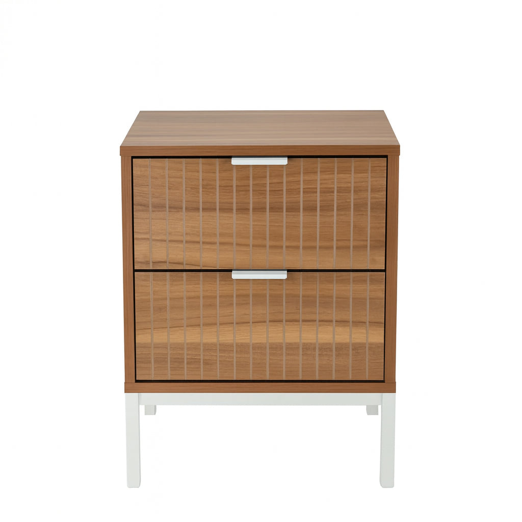 Buró Mesa de Noche Clara Cajonera para Recámara 2 Cajones