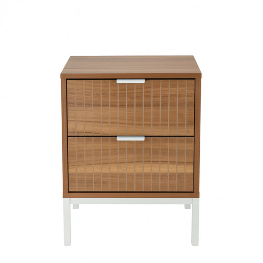 Buró Mesa de Noche Clara Cajonera para Recámara 2 Cajones