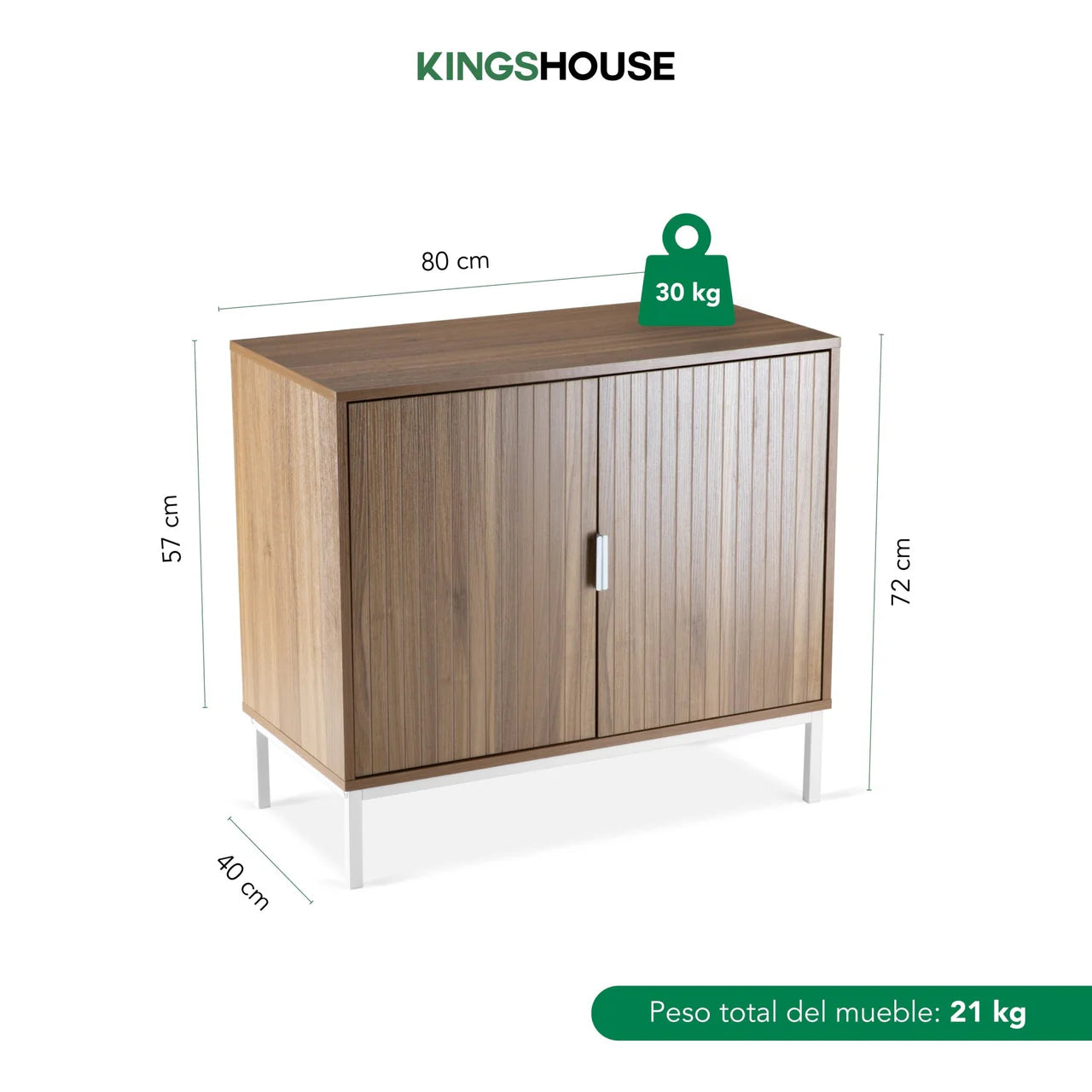 Buró Clara Mesita de Noche Cómoda para Dormitorio 2 Puertas