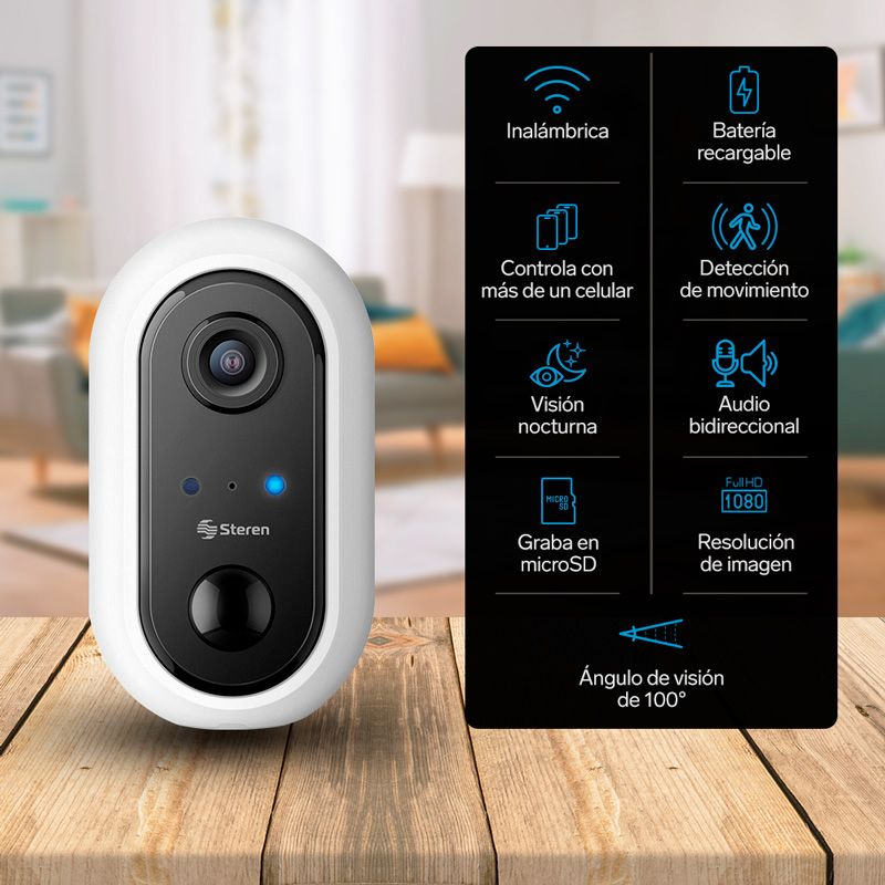 Cámara de Seguridad Steren Mini Bullet IR 1080p WiFi Día/Noche