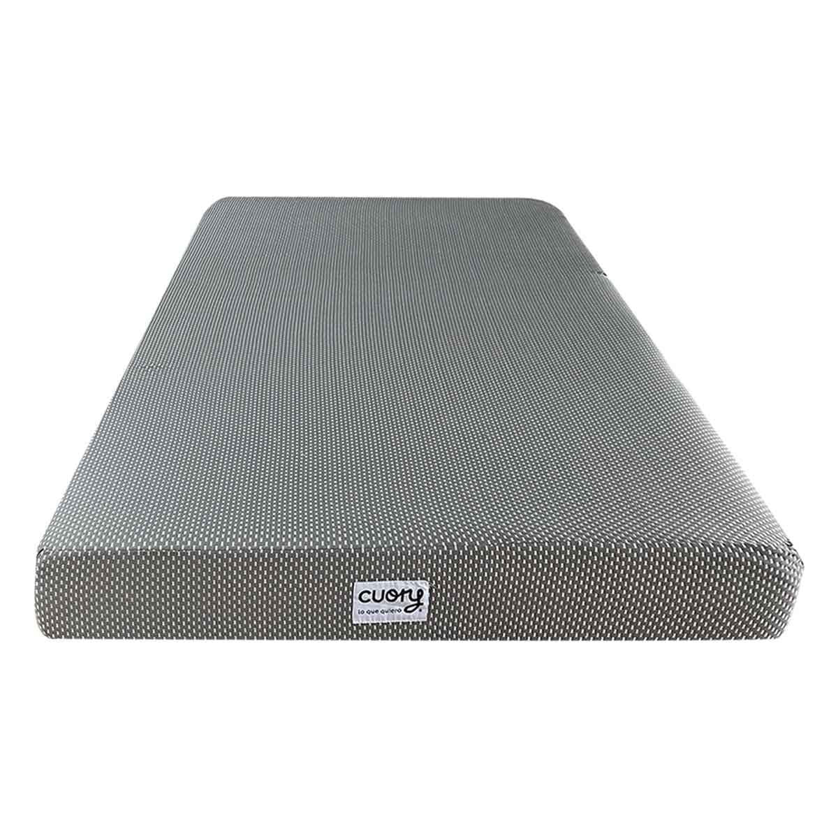 Colchon De Memory Foam Individual Con Funda Removible Y Lavable Color Gris