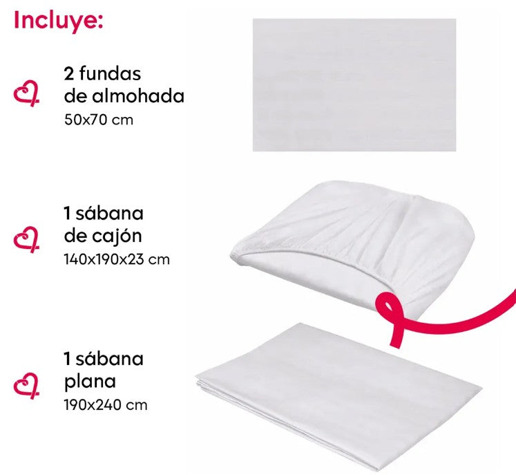 Juego De Sabanas Matrimonial Color Blanco