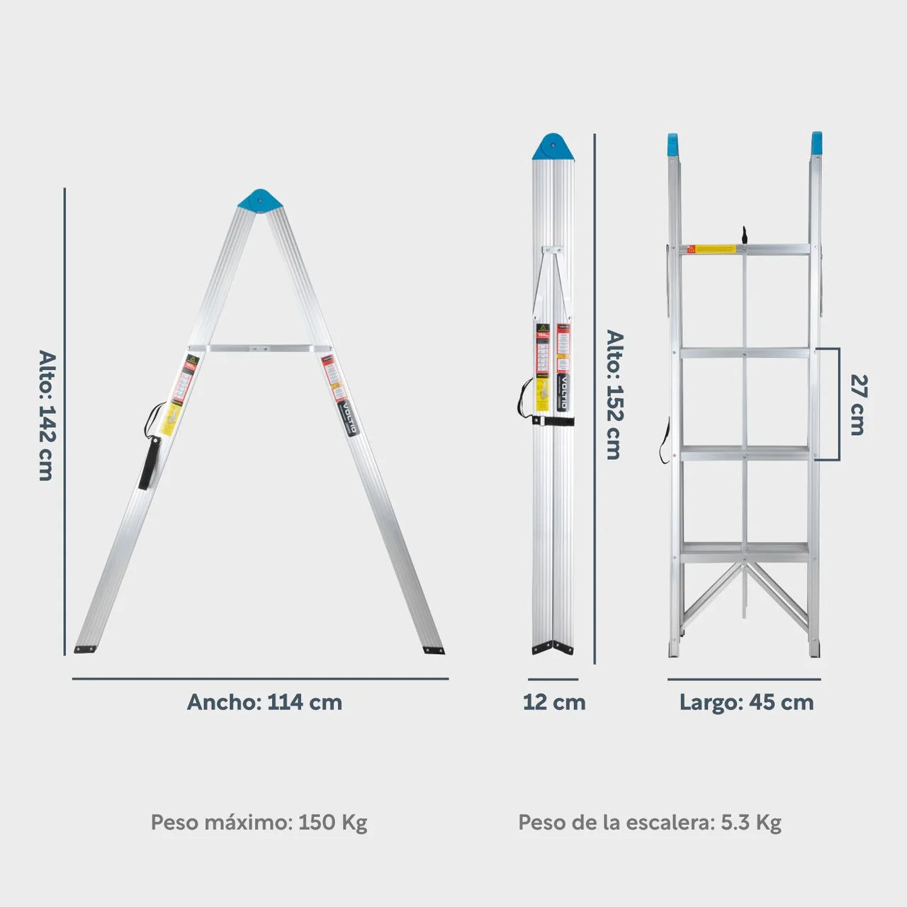 Escalera Plegable Aluminio 4 Escalones Fold A Step Portátil