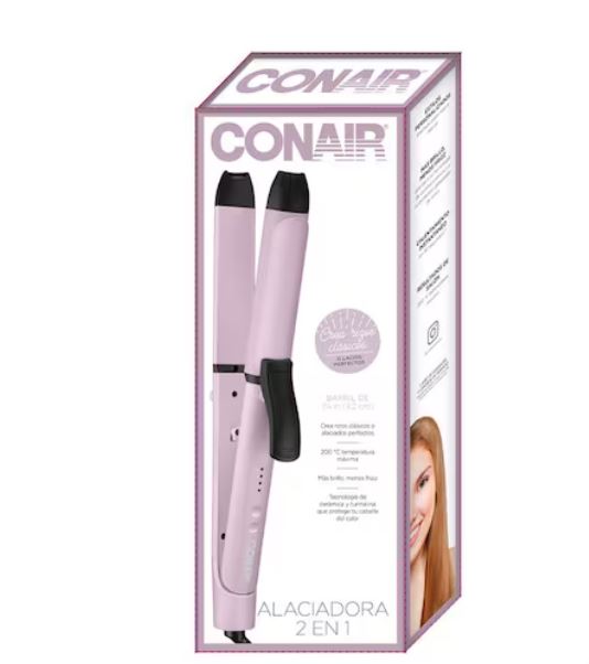 Alaciadora y Rizadora 2 en 1 de ceramica CONAIR Lila MK