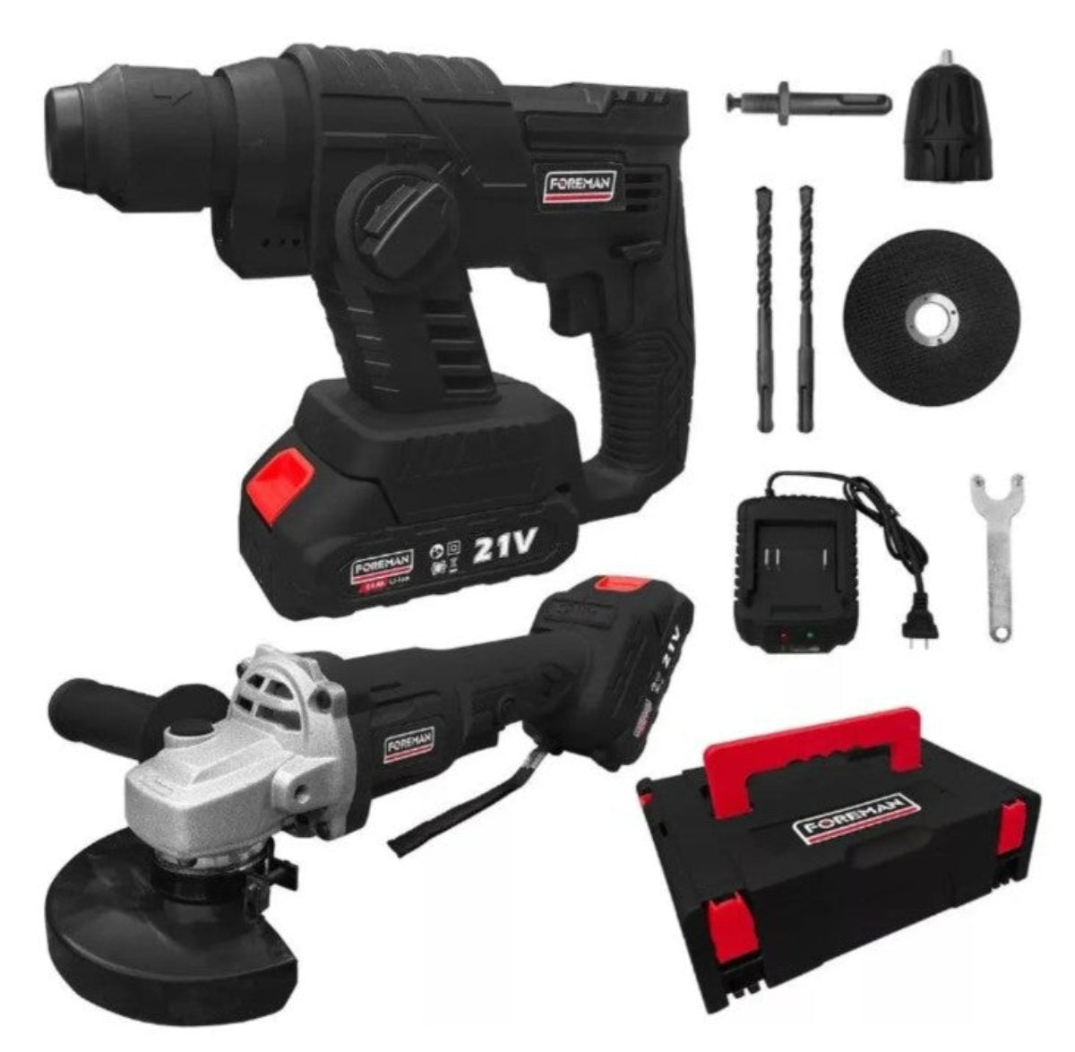 Kit Profesional Rotomartillo y Esmeriladora Angular