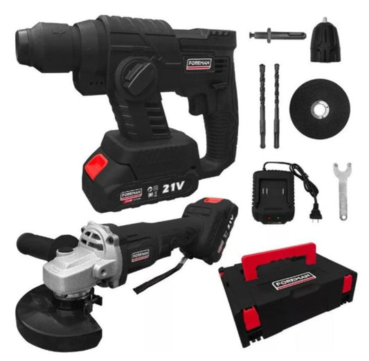 Kit Profesional Rotomartillo y Esmeriladora Angular
