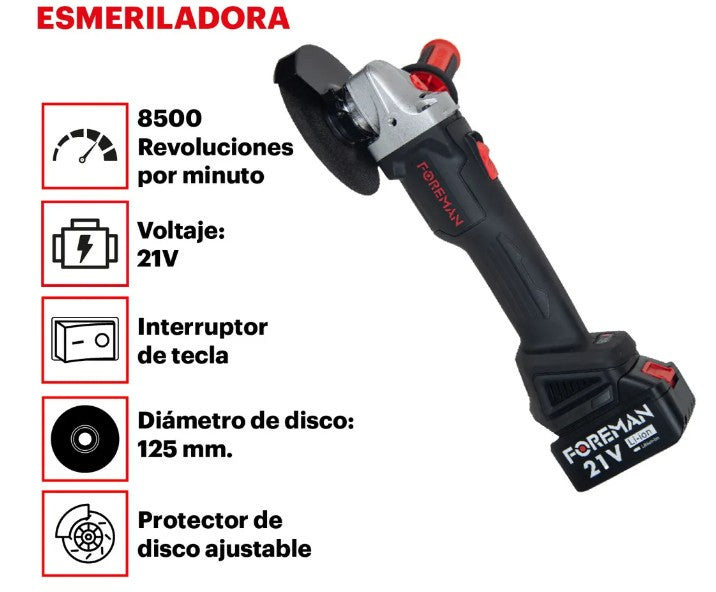 Combo Taladro 500W, Esmeriladora 880W y Rotomartillo SDS 800W + Accesorios