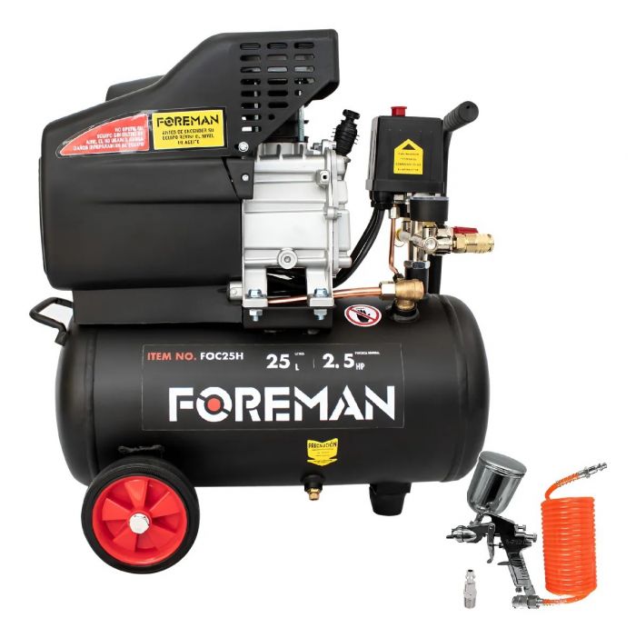Compresor De Aire 25L 2.5 Hp 110V 60Hz Con Pistola Y Manguera
