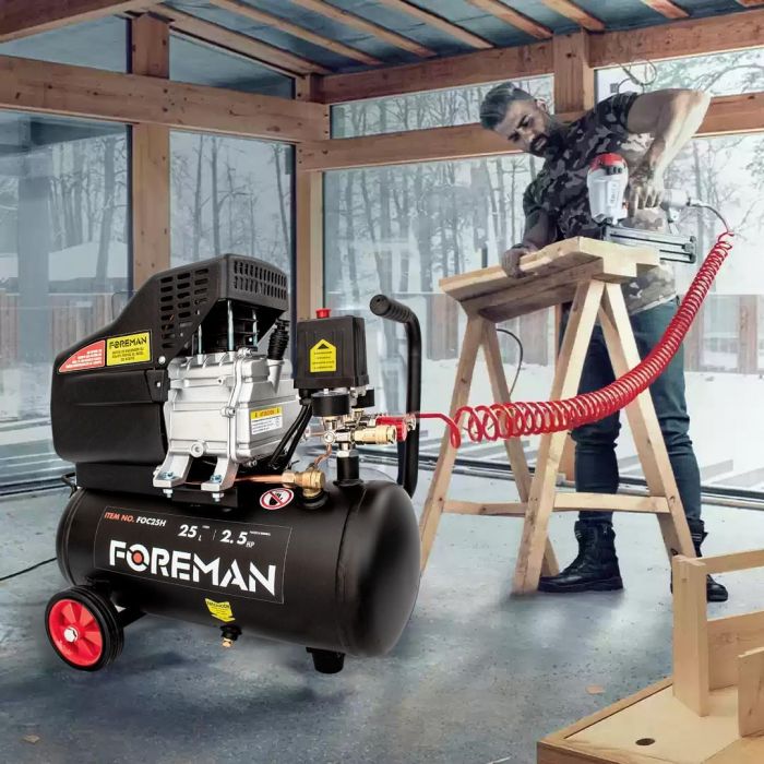 Compresor De Aire 25L 2.5 Hp 110V 60Hz Con Pistola Y Manguera