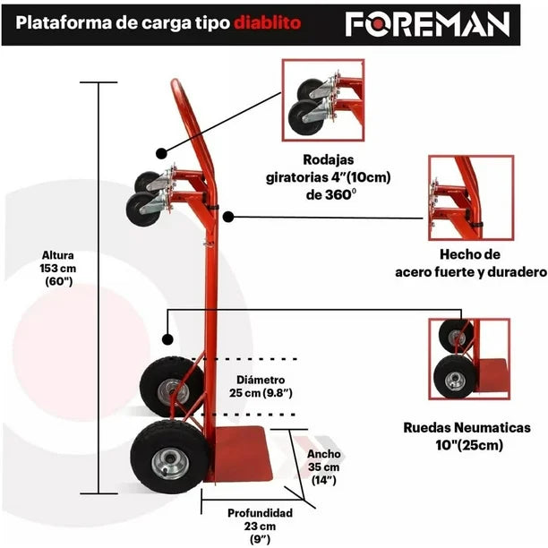 Diablo De Carga 400Kg 2 Posiciones Diablito