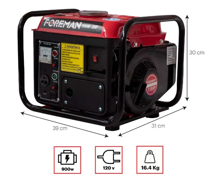 Generador a Gasolina 950W Monofásico 110V