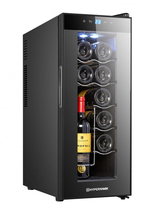 Enfriador de vinos Hypermark, Negro, 12 botellas