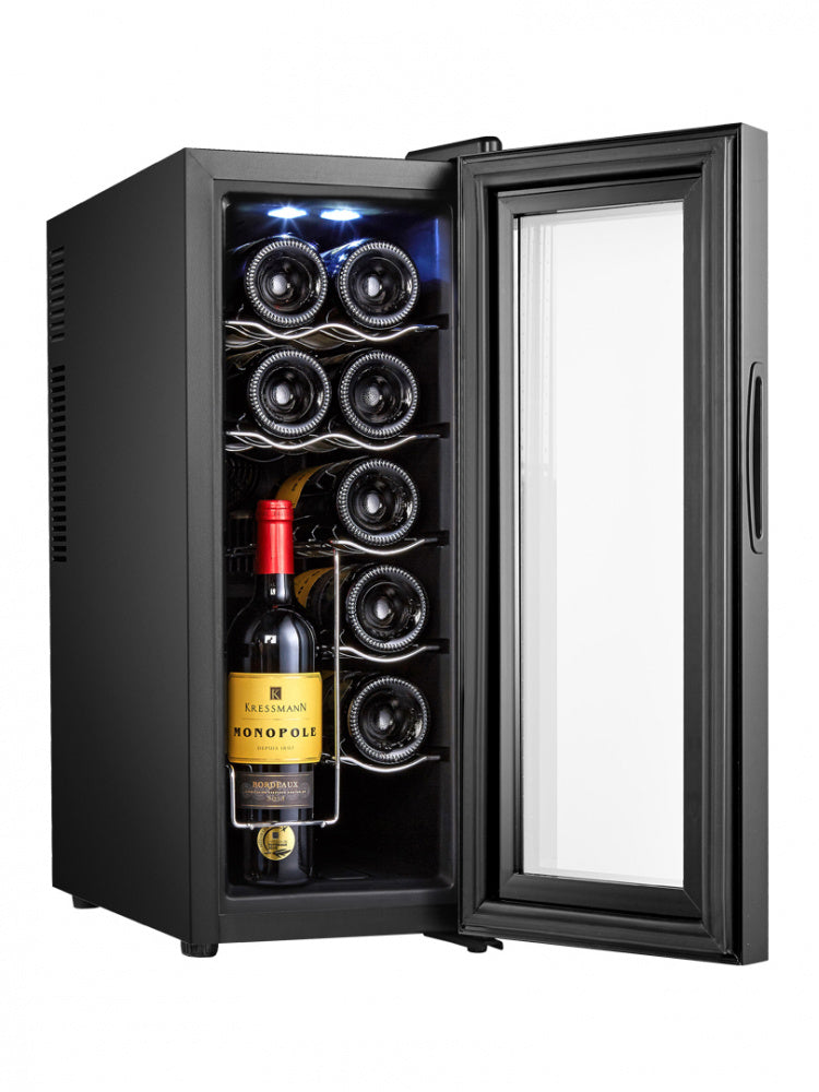 Enfriador de vinos Hypermark, Negro, 12 botellas