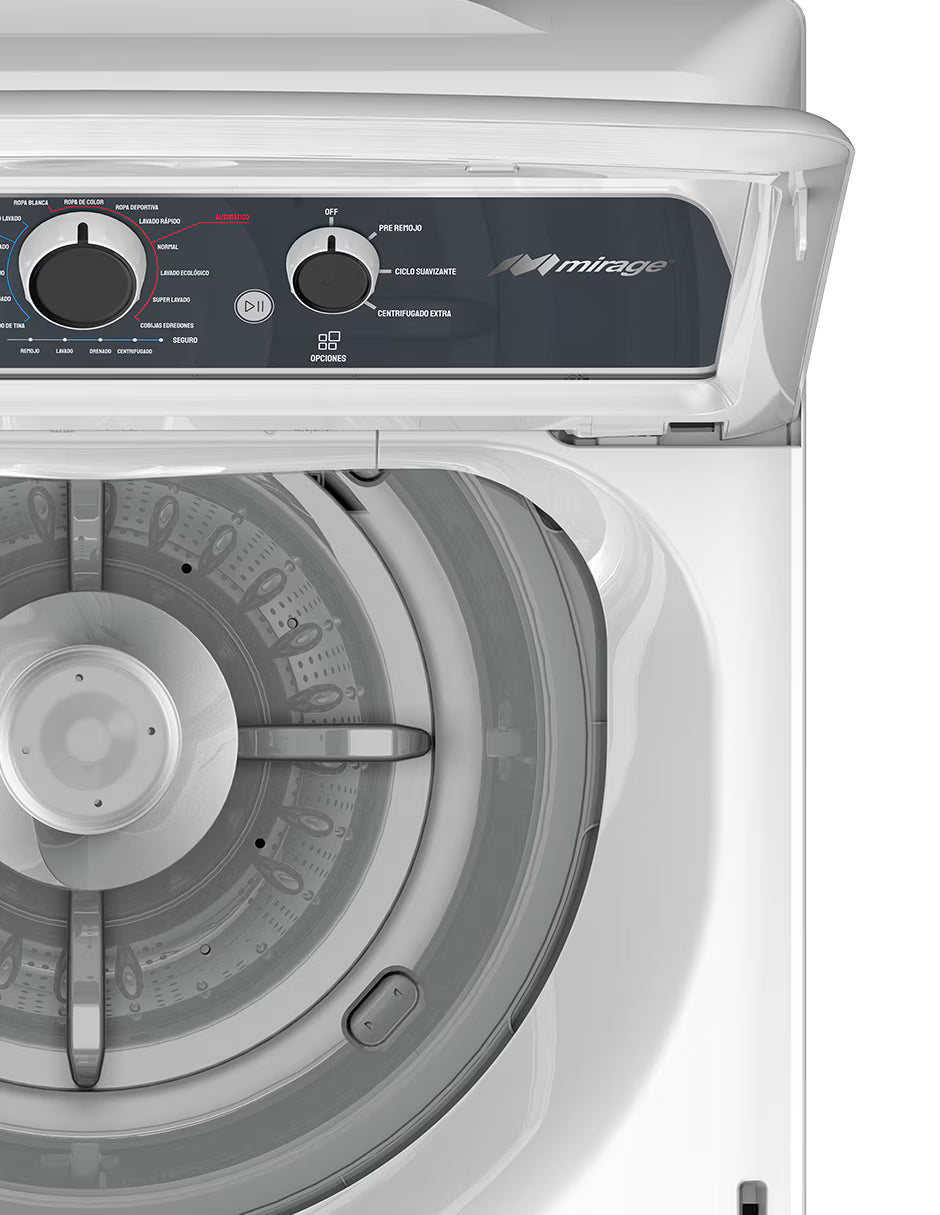 Lavadora Mirage Automática 22 kg, Tina de Acero Inoxidable, Carga Superior