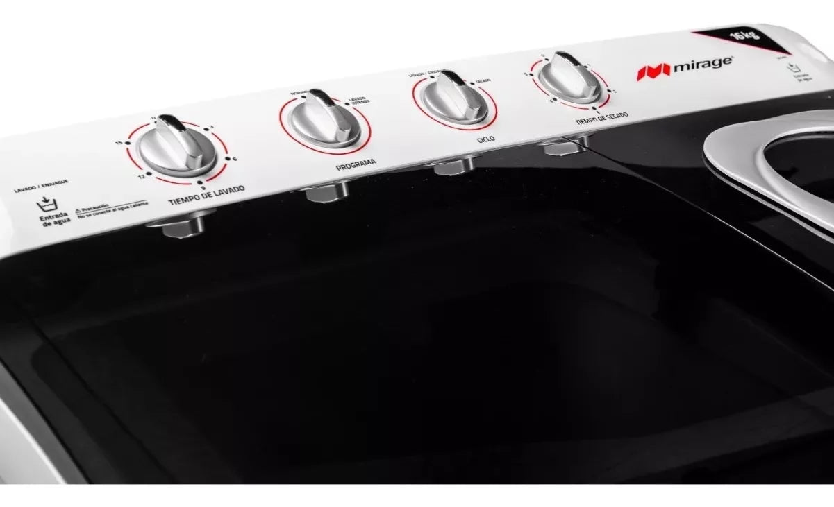 Lavadora Mirage, tipo semi automatica doble tina capacidad 16kg
