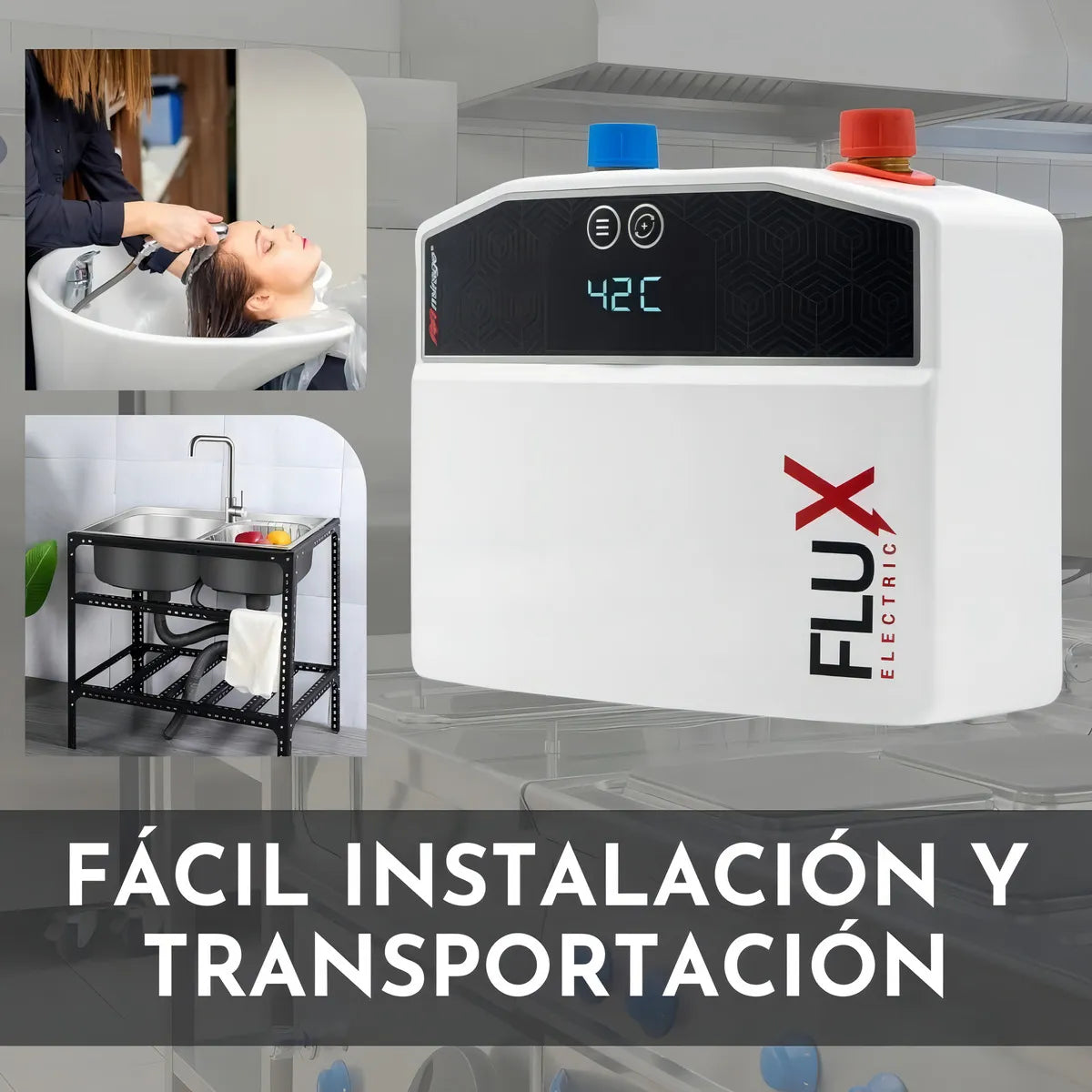 Boiler Eléctrico Mirage, eFlux, 3.5 KW, Tipo bajo tarja, compacto, 180° flip Blanco