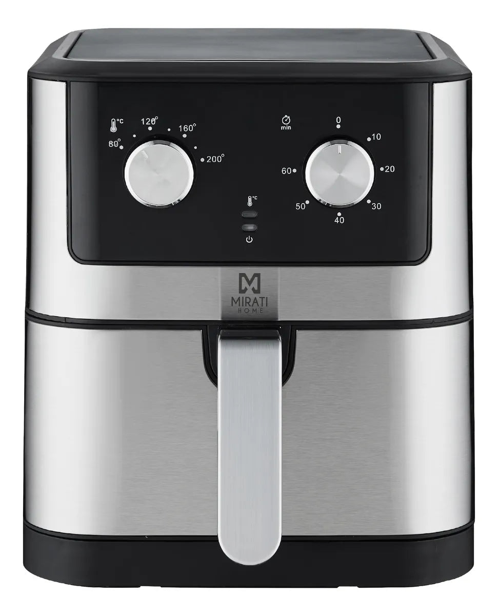 Mirati Freidora de Aire MFA02, 3 Litros, 1500W, 200 °C, Plata/Negro