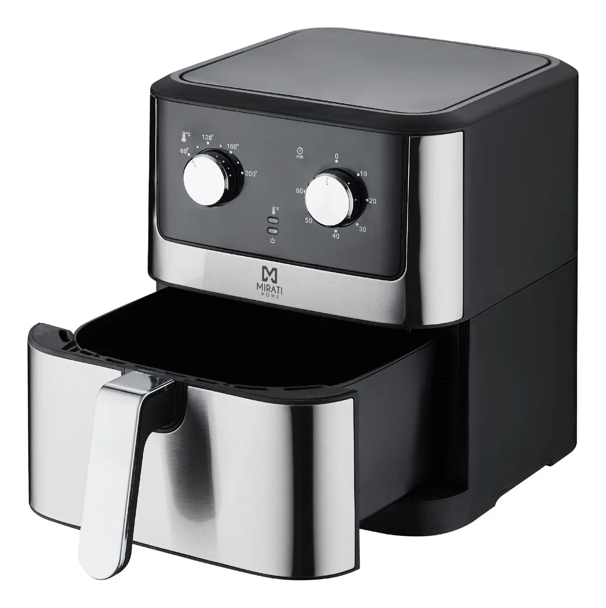 Mirati Freidora de Aire MFA02, 3 Litros, 1500W, 200 °C, Plata/Negro