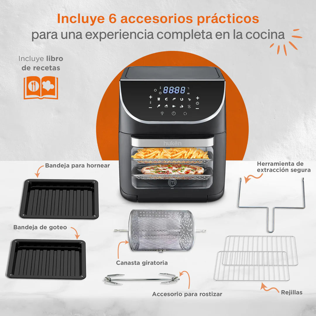 MasterChef Freidora de Aire MK-AFO-12DT, 12 Litros, 1700W, Negro
