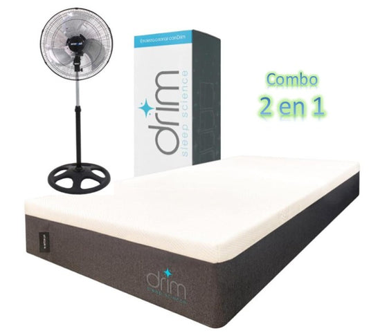 Combo Colchón Matrimonial Memory Foam |GEL| en Caja Ergonómico con Tecnologia de Descanso MK + Ventilador De Pedestal MYSTORM de 18 Pulgadas