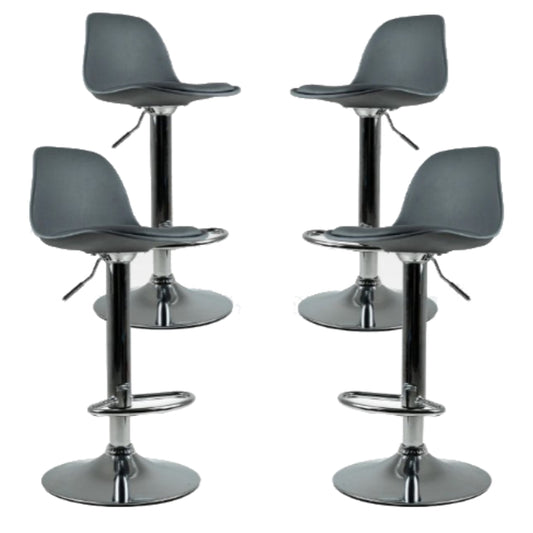 Silla Alta Giratoria Con Reposapiés Y Respaldo Medio Color Gris - Set de 4 Piezas