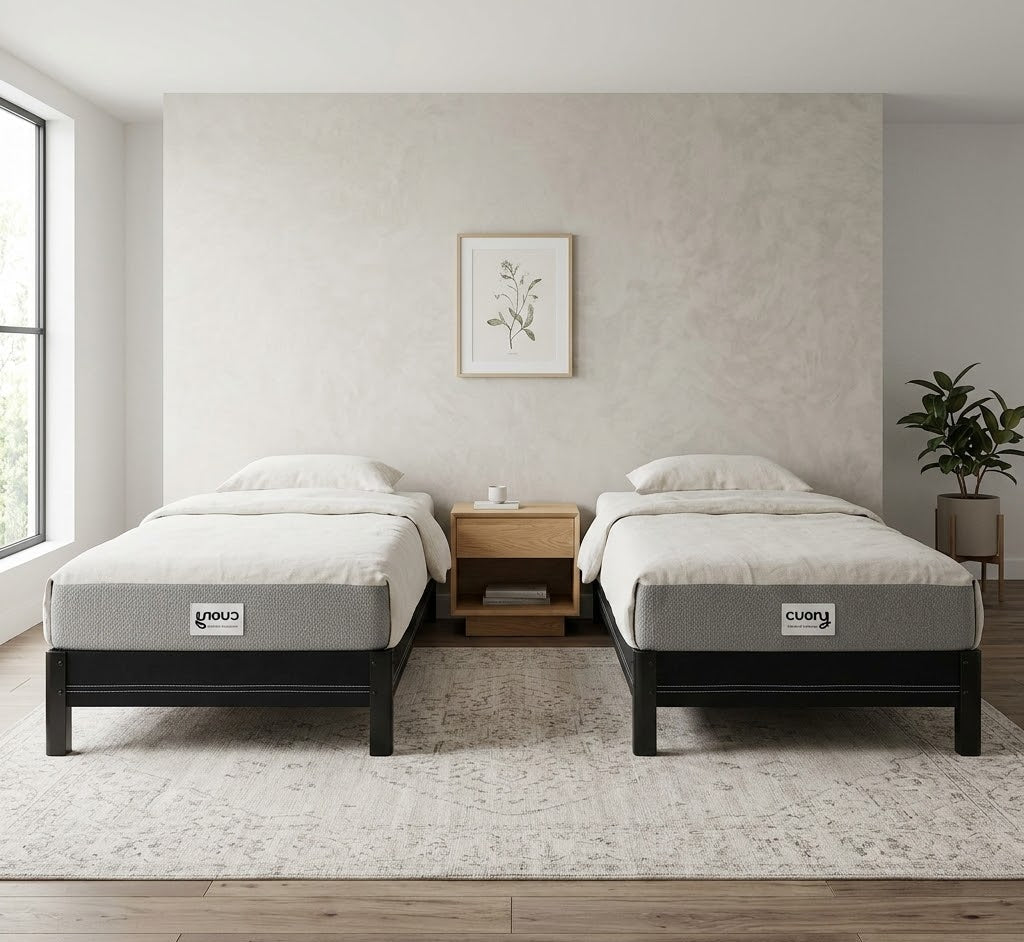 Combo Colchon Memory Foam Individuales Con Funda Removible Y Lavable Color Gris - 2 colchones