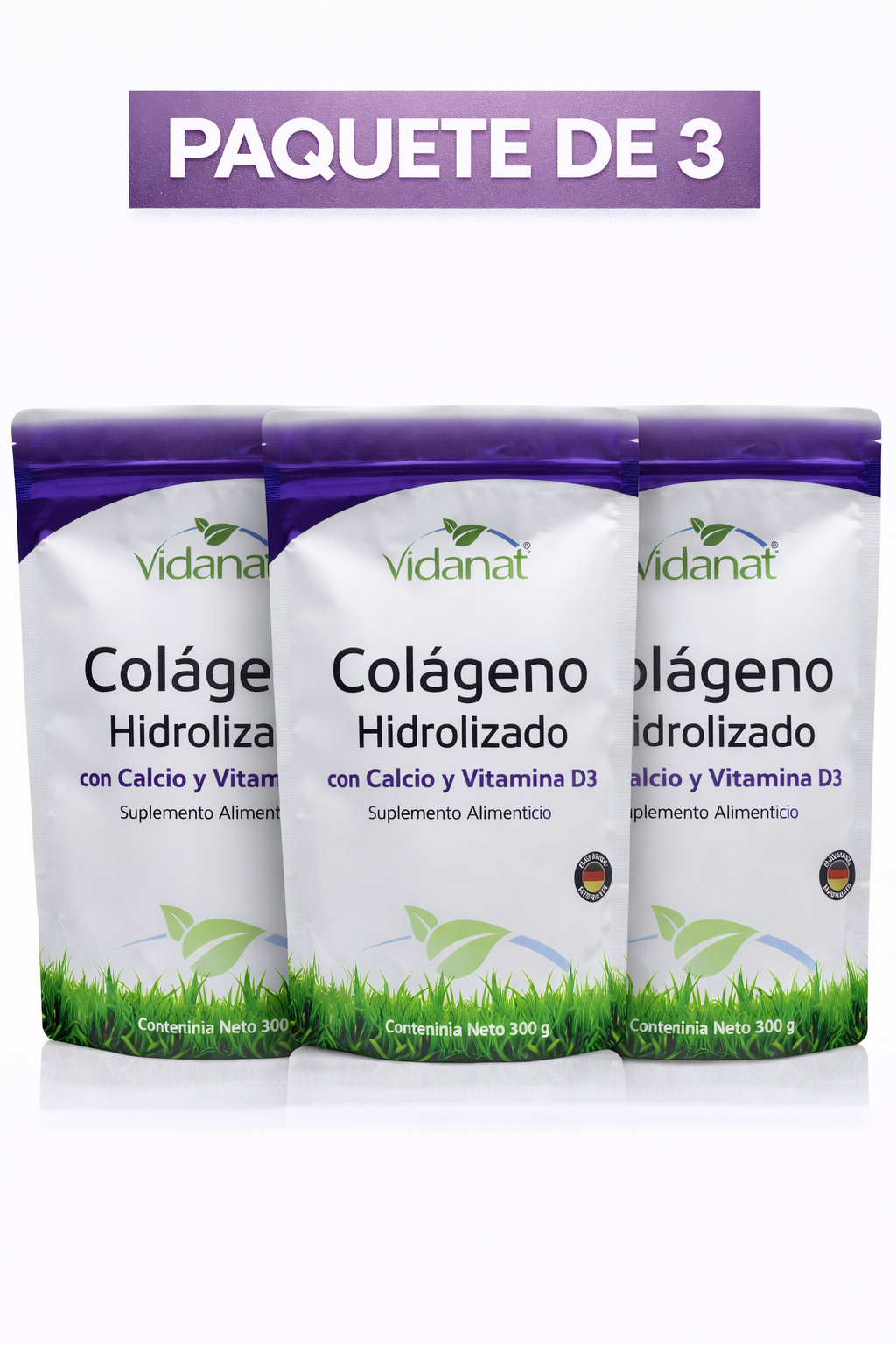 Colágeno con Calcio y Vitaminas Vidanat - Paquete de 3
