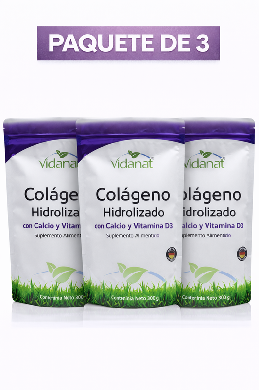 Colágeno con Calcio y Vitaminas Vidanat - Paquete de 3