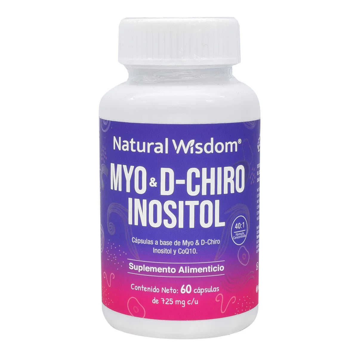 Inositol Myo D-Chiro Natural Wisdom 60 Cápsulas - Paquete de 3