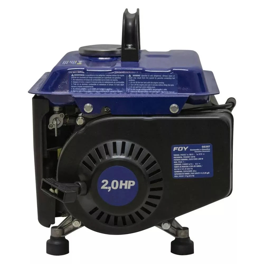Generador de Gasolina 600W 120V Portátil Tanque 4L para Hogar y Taller
