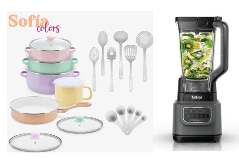 Combo Bateria de Cocina Sofia Colors 20 Pz + Licuadora Ninja Smoothie IQ Jarra 72 oz Auto-iQ