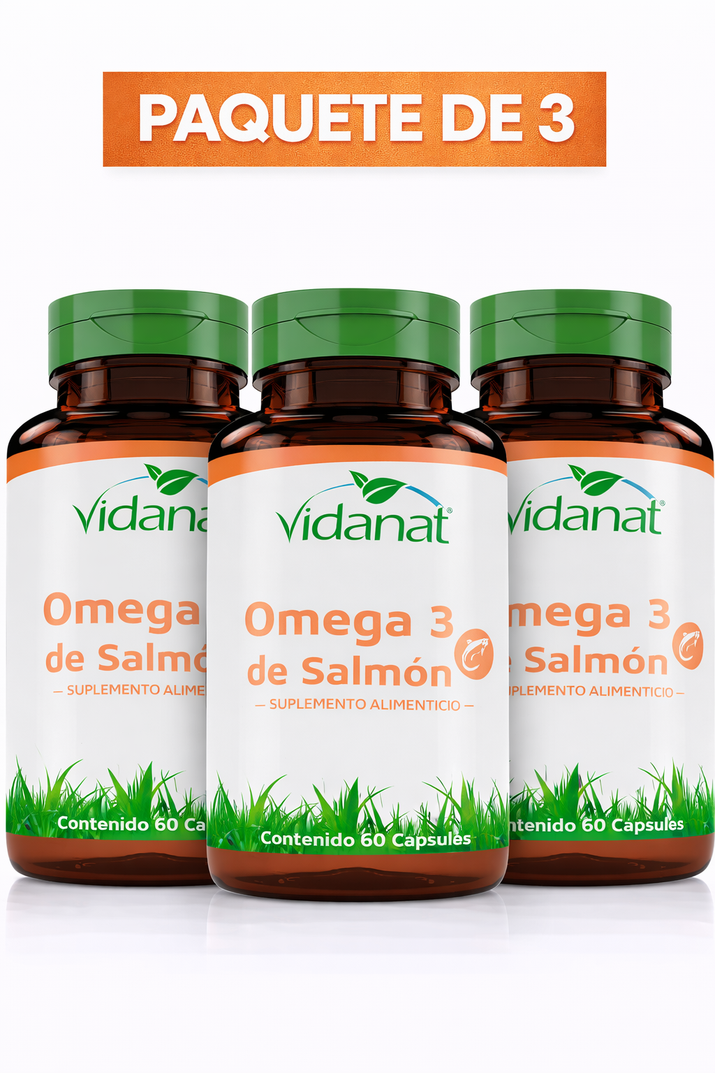 Omega 3 de Salmón Vidanat 60 Cápsulas - Paquete de 3