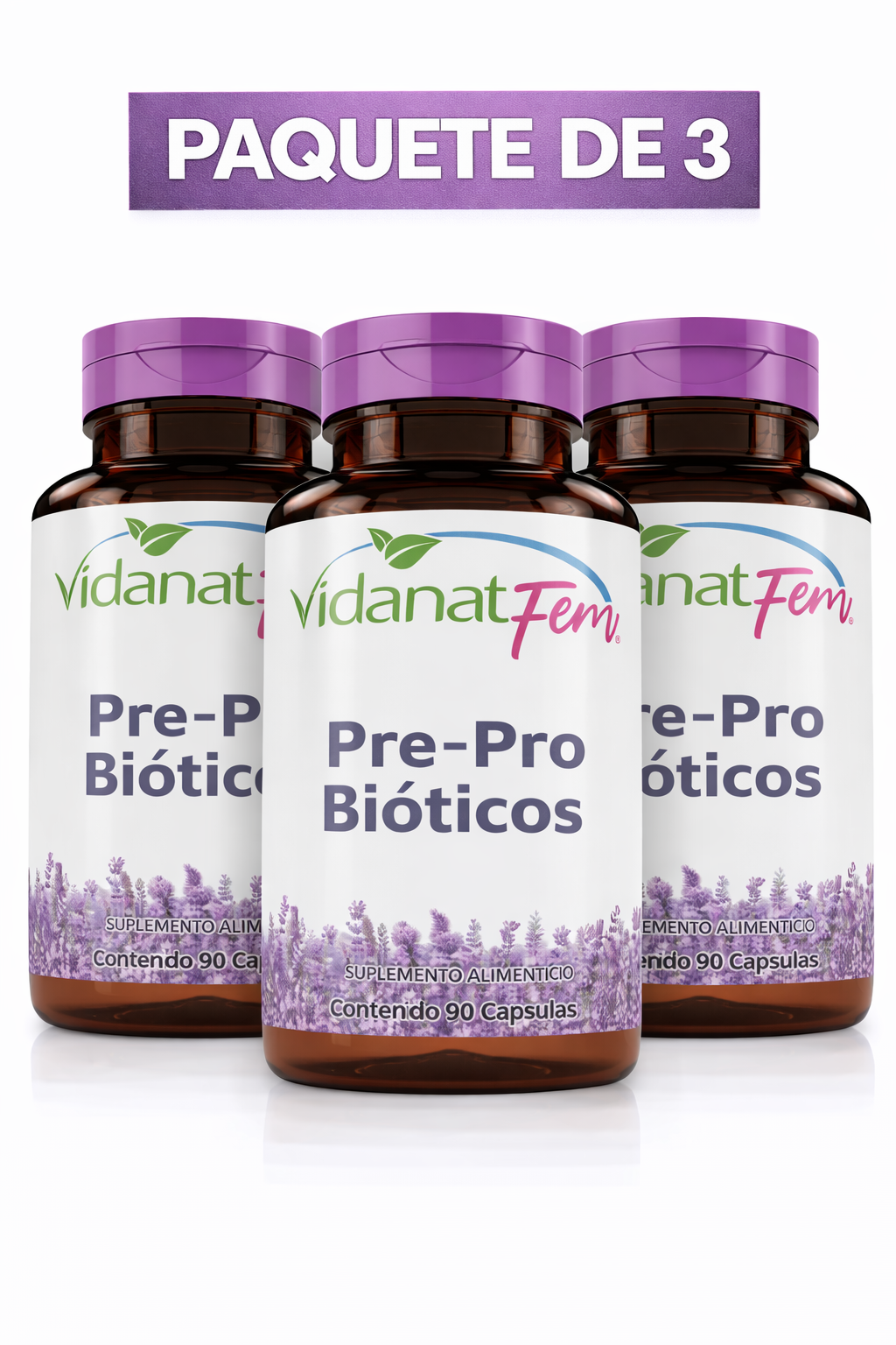 Prebióticos Digestivos Vidanat 90 Cápsulas – Paquete de 3