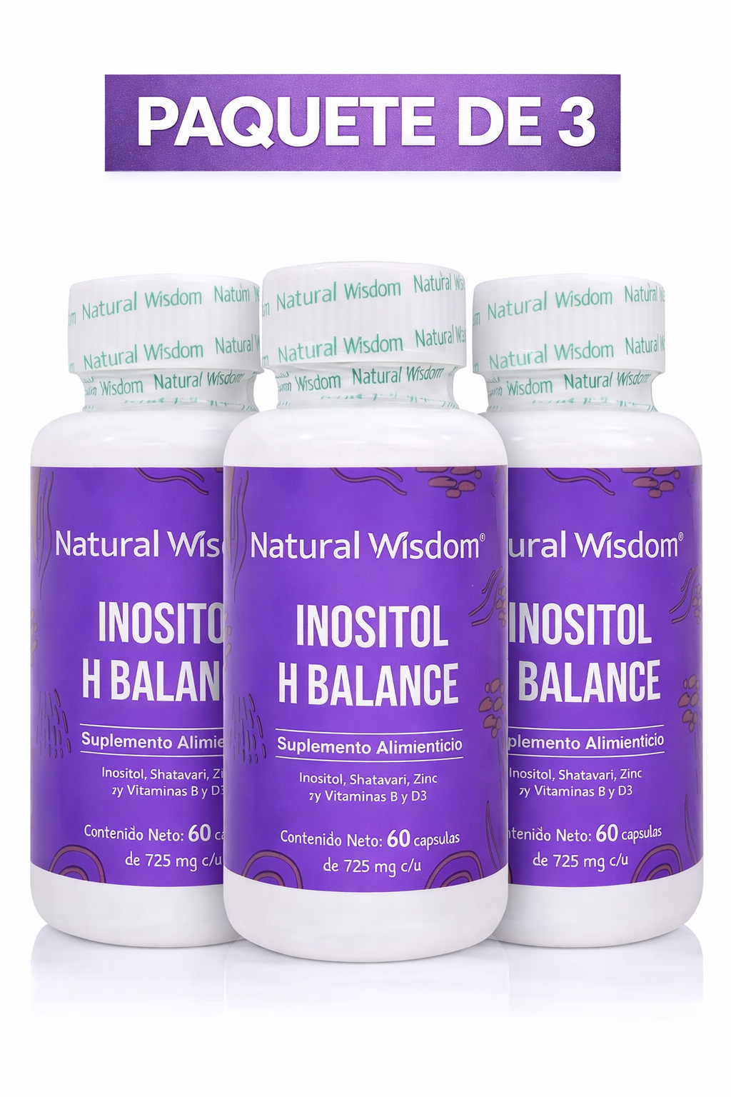 Inositol H Balance Natural Wisdom 60 Cápsulas - Paquete de 3