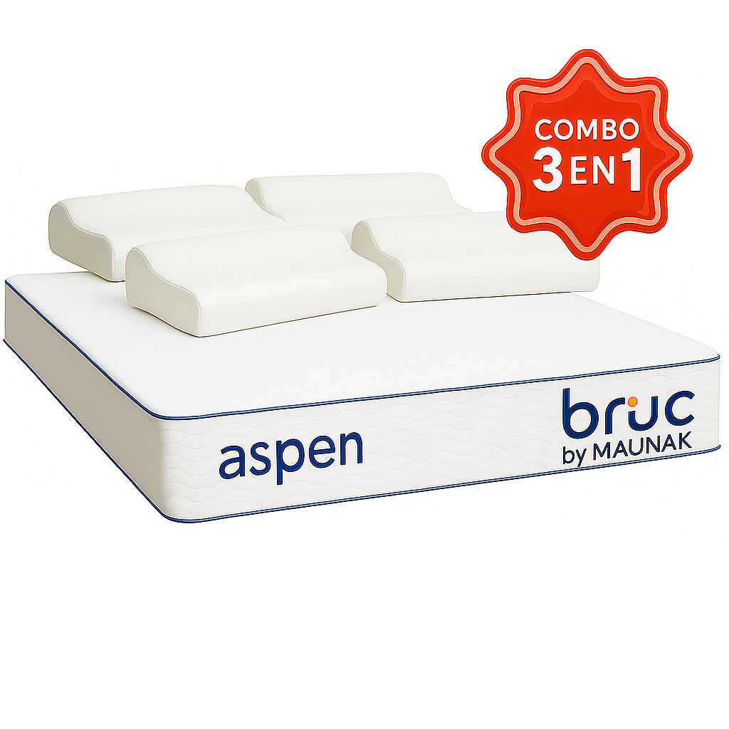 Combo Colchon Bruc Matrimonial Con Almohada Memory Foam 4 Piezas