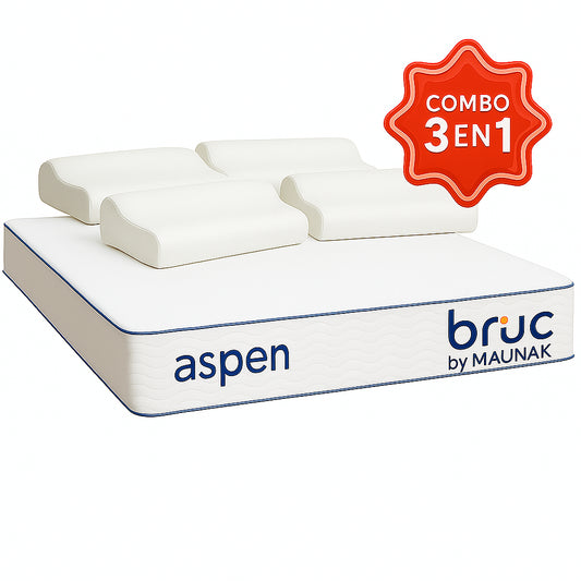 Combo Colchon Bruc Matrimonial Con Almohada Memory Foam 4 Piezas