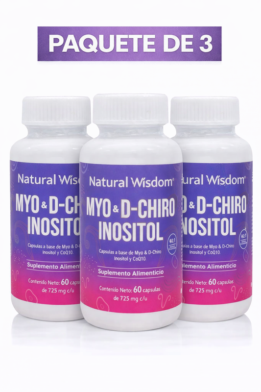 Inositol Myo D-Chiro Natural Wisdom 60 Cápsulas - Paquete de 3