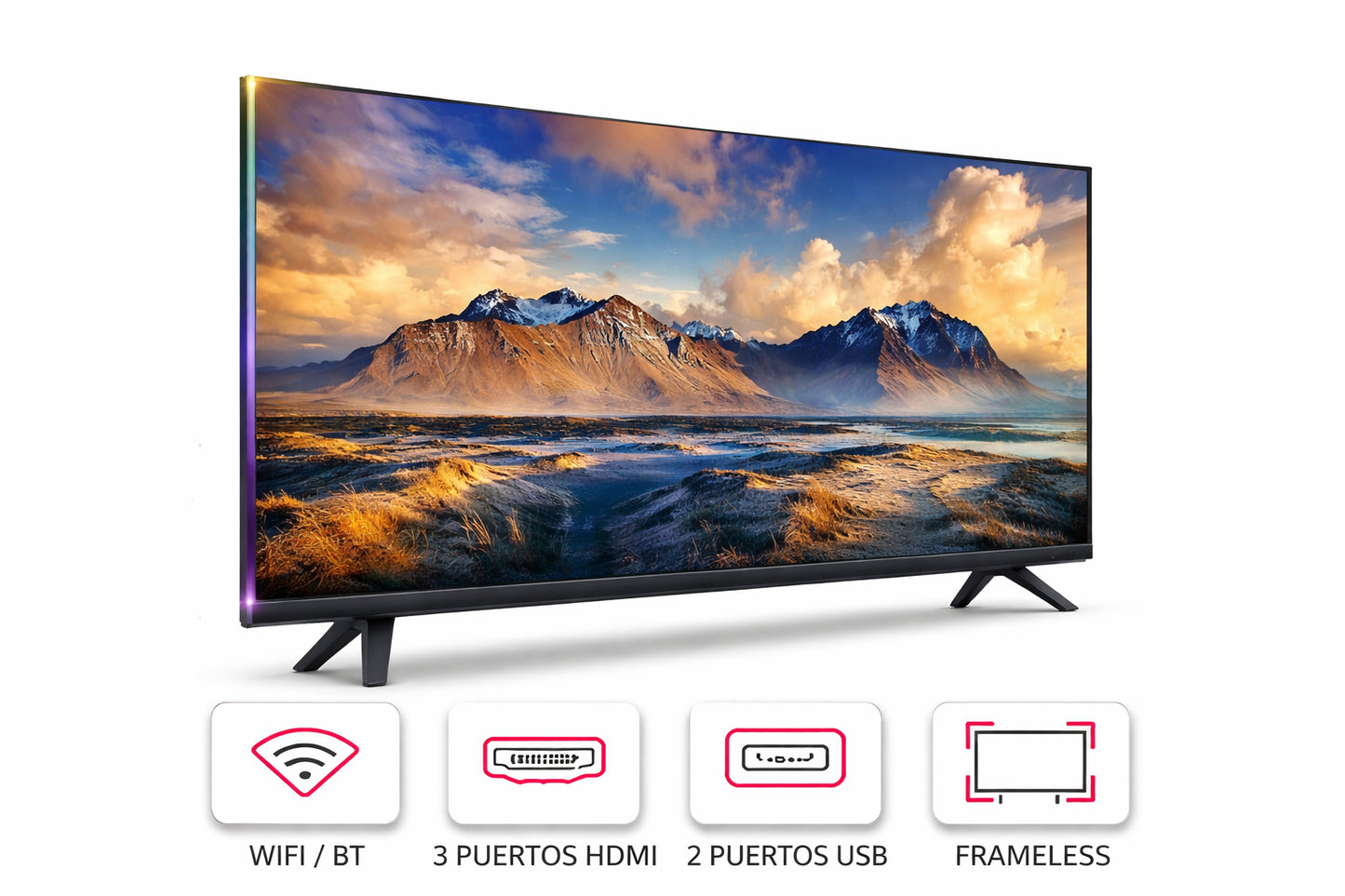 Pantalla Smart TV GHIA 40” Full HD D-LED con Dolby Audio y Conectividad WiFi combo de 2