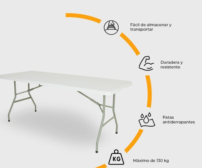 Mesa Plegable De Plástico Portátil De Jardín Tipo Portafolio