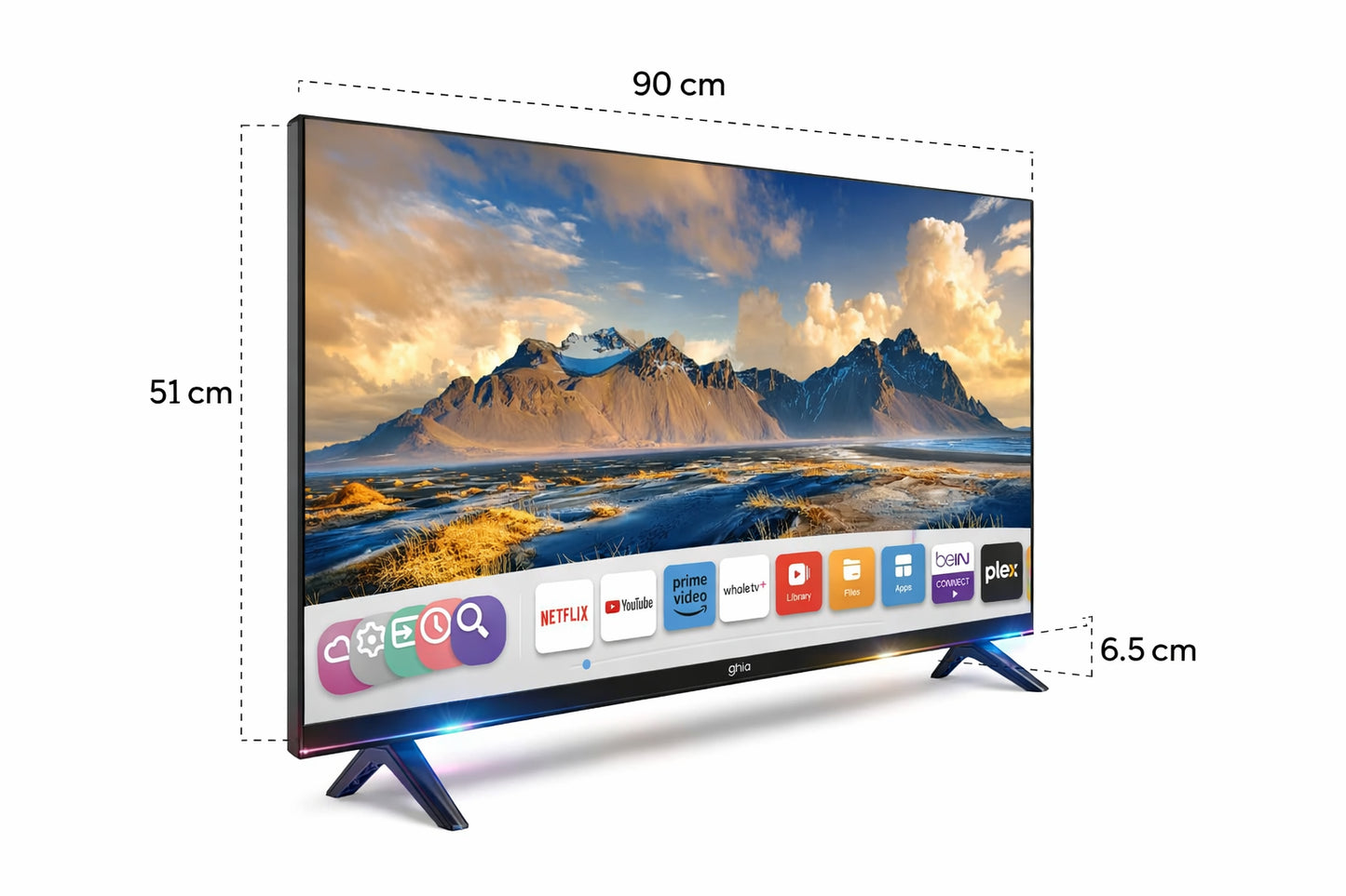 Pantalla Smart TV GHIA 40” Full HD D-LED con Dolby Audio y Conectividad WiFi combo de 2