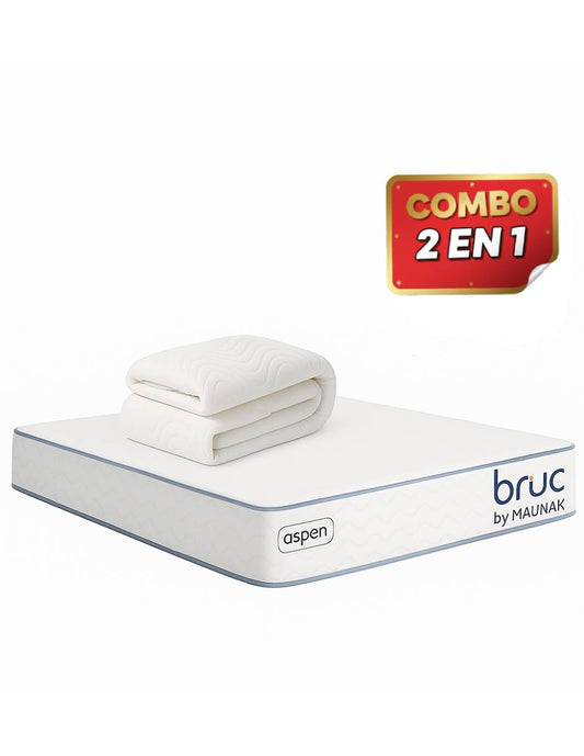 Colchón Matrimonial Bruc Aspen Confort Plus Con Edredon Deluxe Esquimal